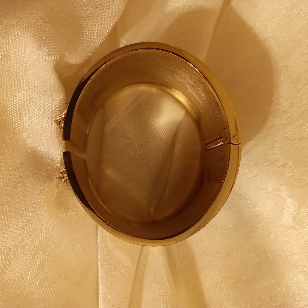 Victoria Secret gold tone and rhinestone large cuff bracelet